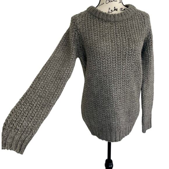THEORY SWEATER ALPACA BLEND CHUNKY FISHERMAN RIB SPECKLED SZ S GRAY ICONIC - Picture 12 of 16